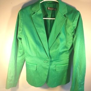 7th Avenue Design Studio New York Co Kelly Green Blazer Womens Size 4 One Button
